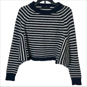 All Saints Striped Navy and Cream Sweater